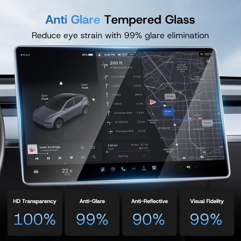 SUMK for Tesla Model Y Juniper & Model 3 Highland Screen Protector Accessories [Anti-glare/Fingerprint] Front & Back Screen Protector for Model Y Premium (2025 2026)/Model 3 Highland (2024-2026)-Matte - Image 5